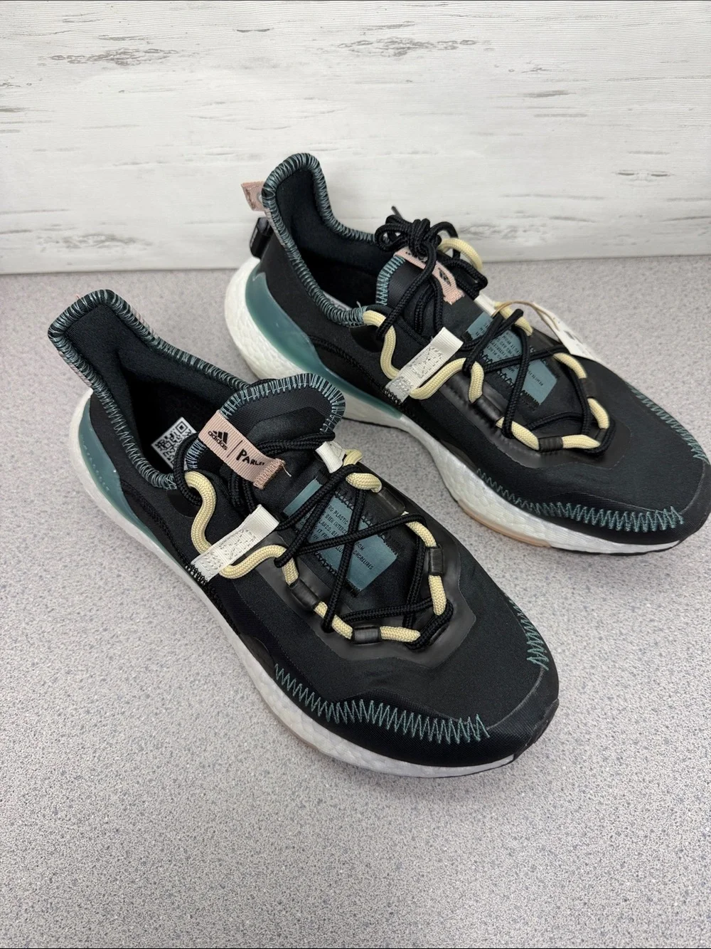adidas Men’s Black Sneakers with Teal and Cream Accents